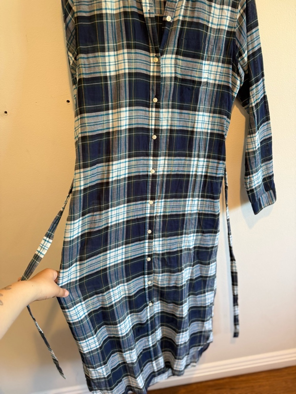 Trovata Birds of Paradis Small Maxi Dress Cotton Lightweight Tie Waist Gingham - Picture 5 of 8